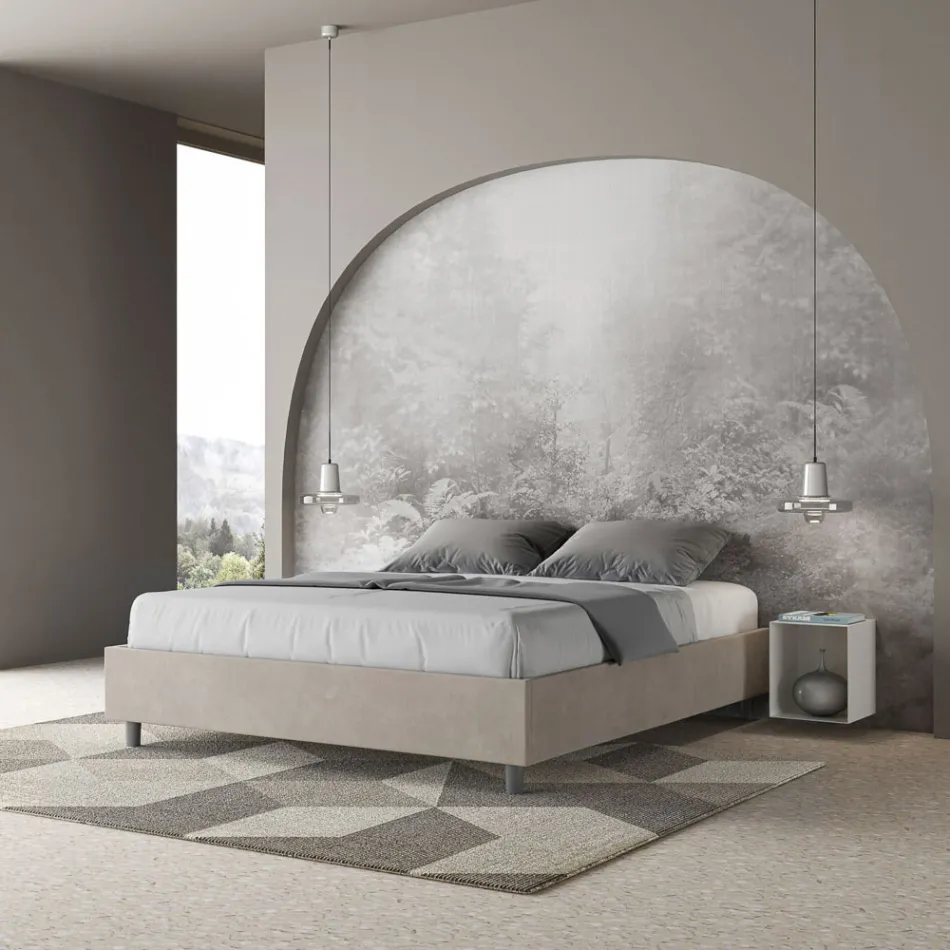Cama doble 160x200 cm revestida en microfibra Fabricada en Italia - Atleta Viadurini