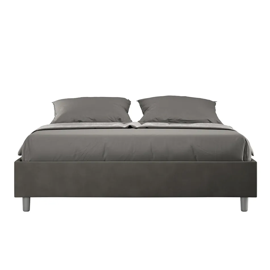 Cama doble 160x200 cm revestida en microfibra Fabricada en Italia - Atleta Viadurini