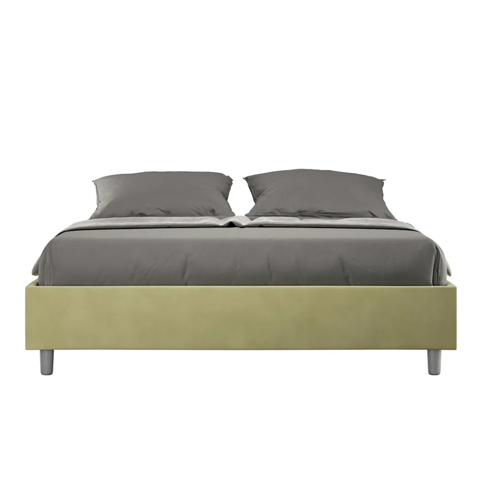 Cama doble 160x200 cm revestida en microfibra Fabricada en Italia - Atleta Viadurini