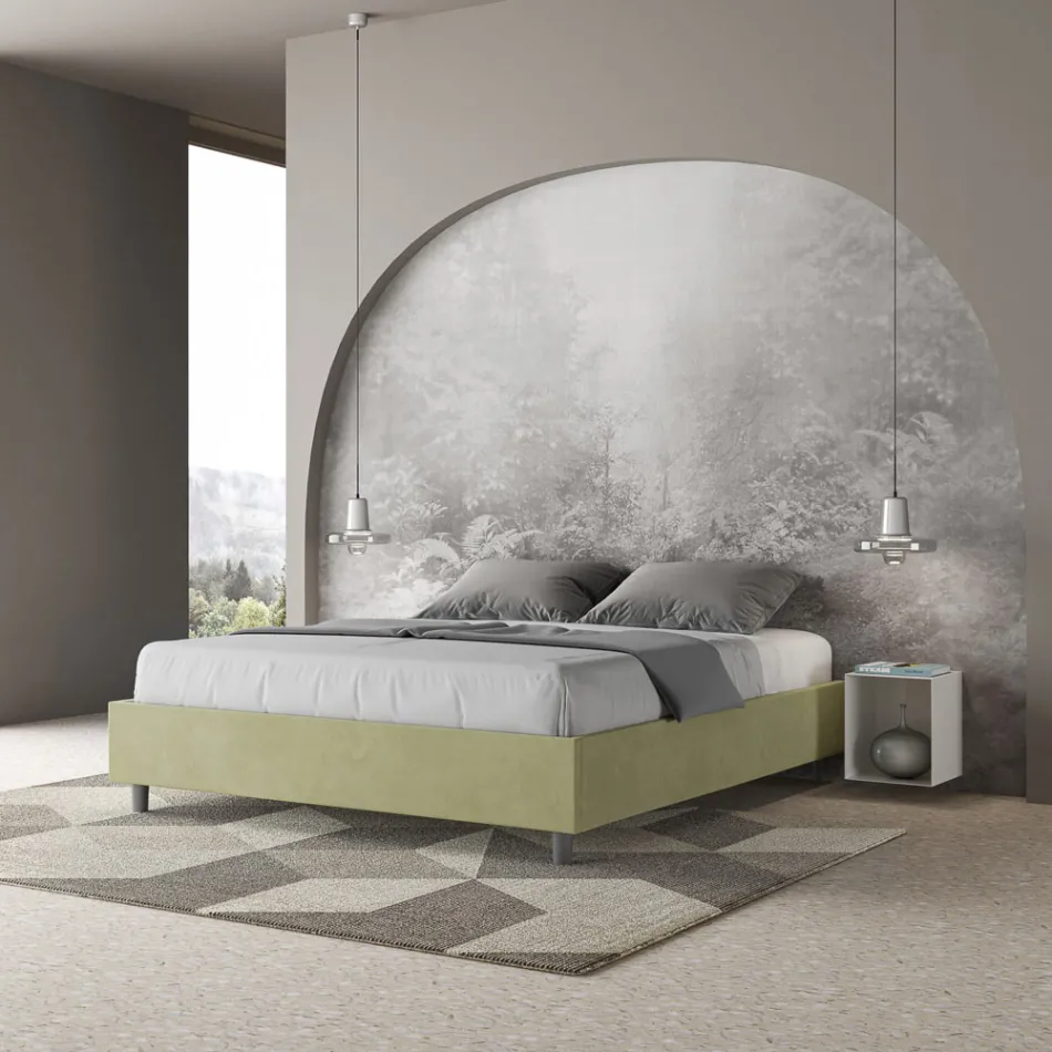 Cama doble 160x200 cm revestida en microfibra Fabricada en Italia - Atleta Viadurini