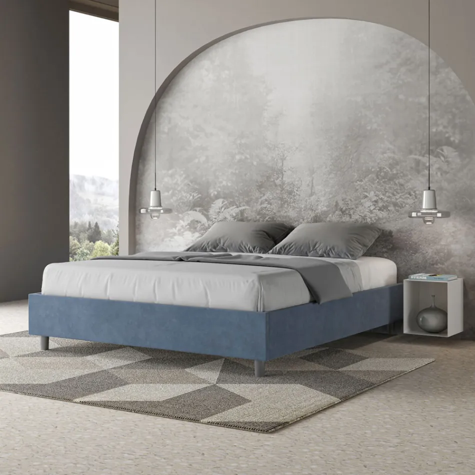 Cama doble 160x200 cm revestida en microfibra Fabricada en Italia - Atleta Viadurini