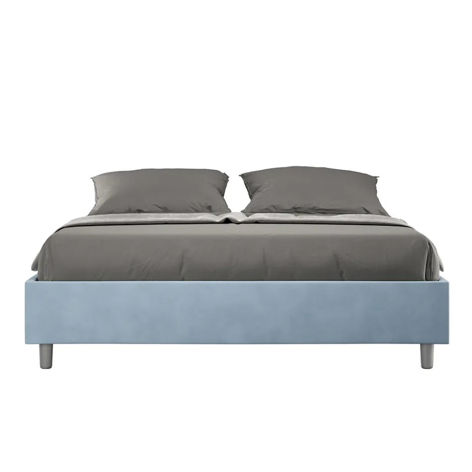 Cama doble 160x200 cm revestida en microfibra Fabricada en Italia - Atleta Viadurini