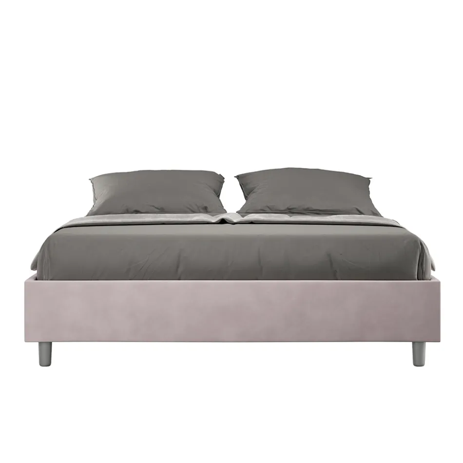 Cama doble 160x200 cm revestida en microfibra Fabricada en Italia - Atleta Viadurini