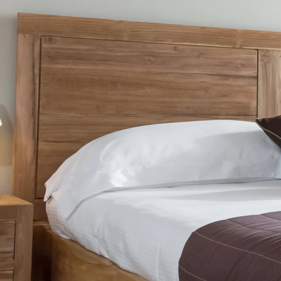 Cama doble de 160x200 de madera maciza de teca - Fresco Viadurini