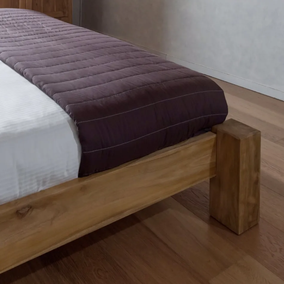 Cama doble de 160x200 de madera maciza de teca - Fresco Viadurini
