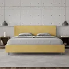 Cama doble de 180x200 cm con cabecero de microfibra. Fabricada en Italia - Pallone Viadurini