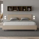 Cama doble de 180x200 cm con cabecero de piel sintética, fabricada en Italia - Pallone Viadurini