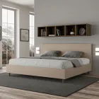 Cama doble de 180x200 cm con cabecero de piel sintética, fabricada en Italia - Pallone Viadurini