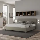 Cama doble de 180x200 cm con cabecero de piel sintética, fabricada en Italia - Pallone Viadurini
