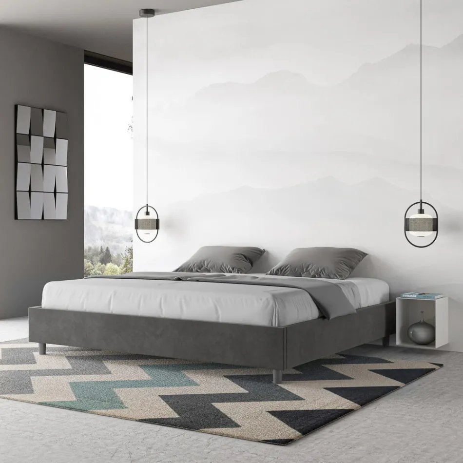 Cama doble de 180x200 cm con funda de microfibra, fabricada en Italia - Athlete Viadurini