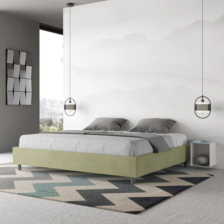 Cama doble de 180x200 cm con funda de microfibra, fabricada en Italia - Athlete Viadurini