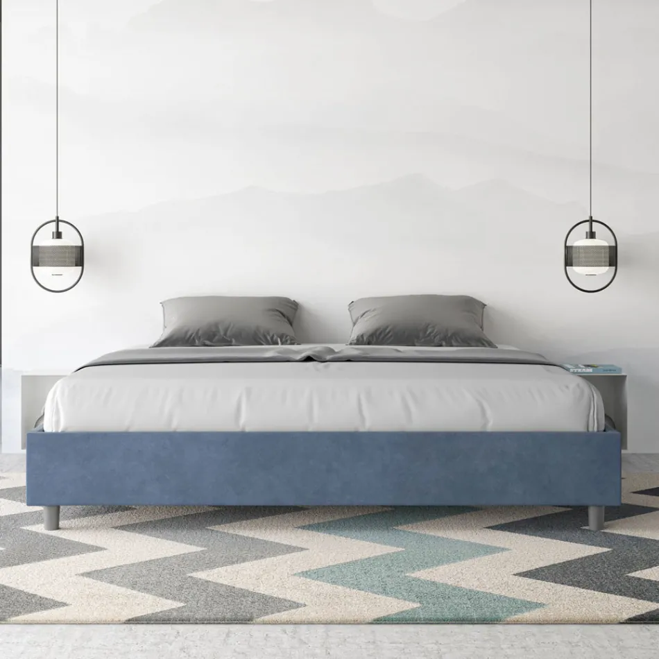 Cama doble de 180x200 cm con funda de microfibra, fabricada en Italia - Athlete Viadurini