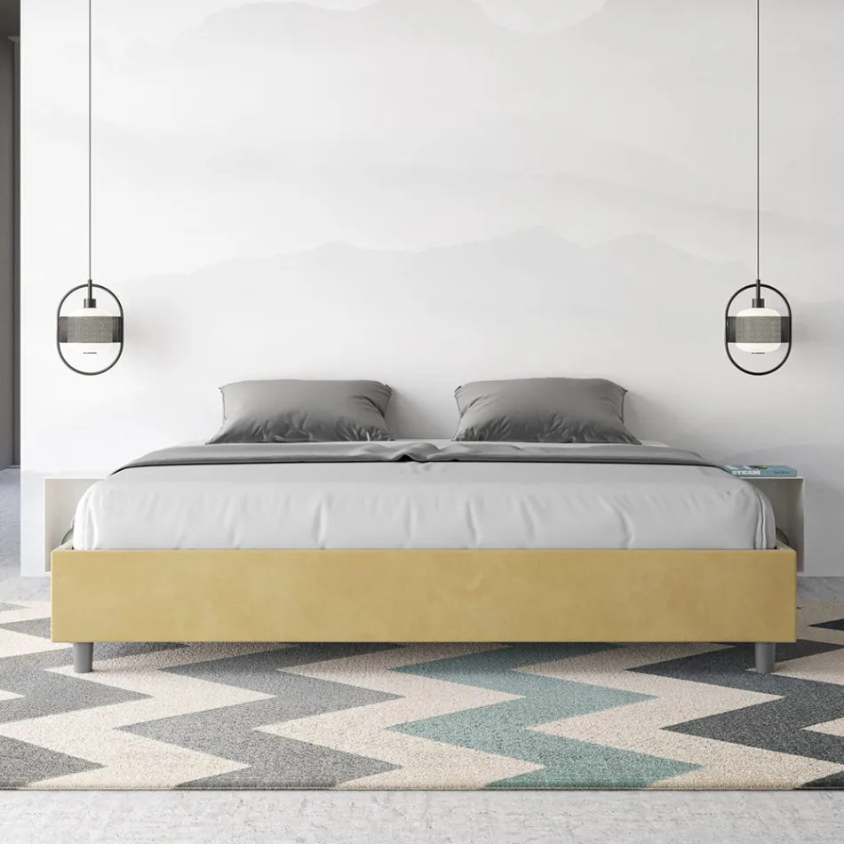 Cama doble de 180x200 cm con funda de microfibra, fabricada en Italia - Athlete Viadurini