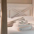 Cama doble de 180x200 con dosel en madera maciza de teca - Tempera Viadurini