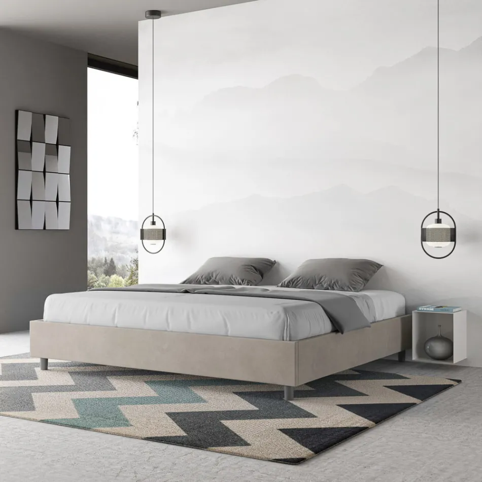 Cama doble de 190x200 cm con funda de microfibra, fabricada en Italia - Athlete Viadurini