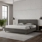 Cama doble de 200x200 cm con cabecero de microfibra. Fabricada en Italia - Pallone Viadurini