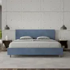 Cama doble de 200x200 cm con cabecero de microfibra. Fabricada en Italia - Pallone Viadurini