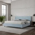 Cama doble de 200x200 cm con cabecero de microfibra. Fabricada en Italia - Pallone Viadurini