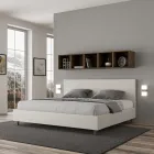 Cama doble de 200x200 cm con cabecero de piel sintética, fabricada en Italia - Pallone Viadurini