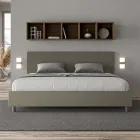 Cama doble de 200x200 cm con cabecero de piel sintética, fabricada en Italia - Pallone Viadurini