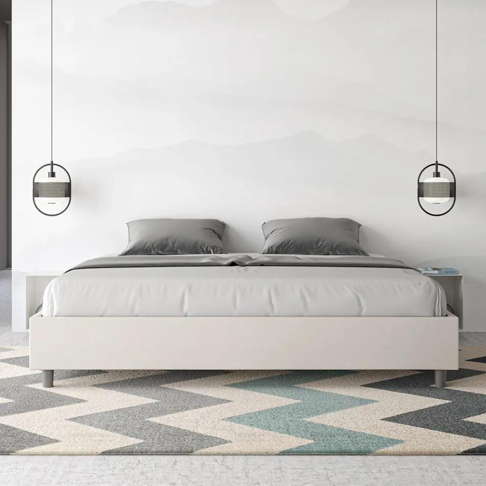 Cama doble de 200x200 cm tapizada en piel sintética, fabricada en Italia - Athlete Viadurini