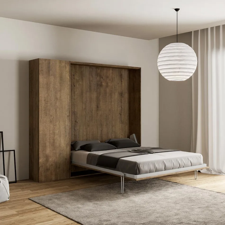 Cama doble plegable vertical con columna - Magicompare Viadurini