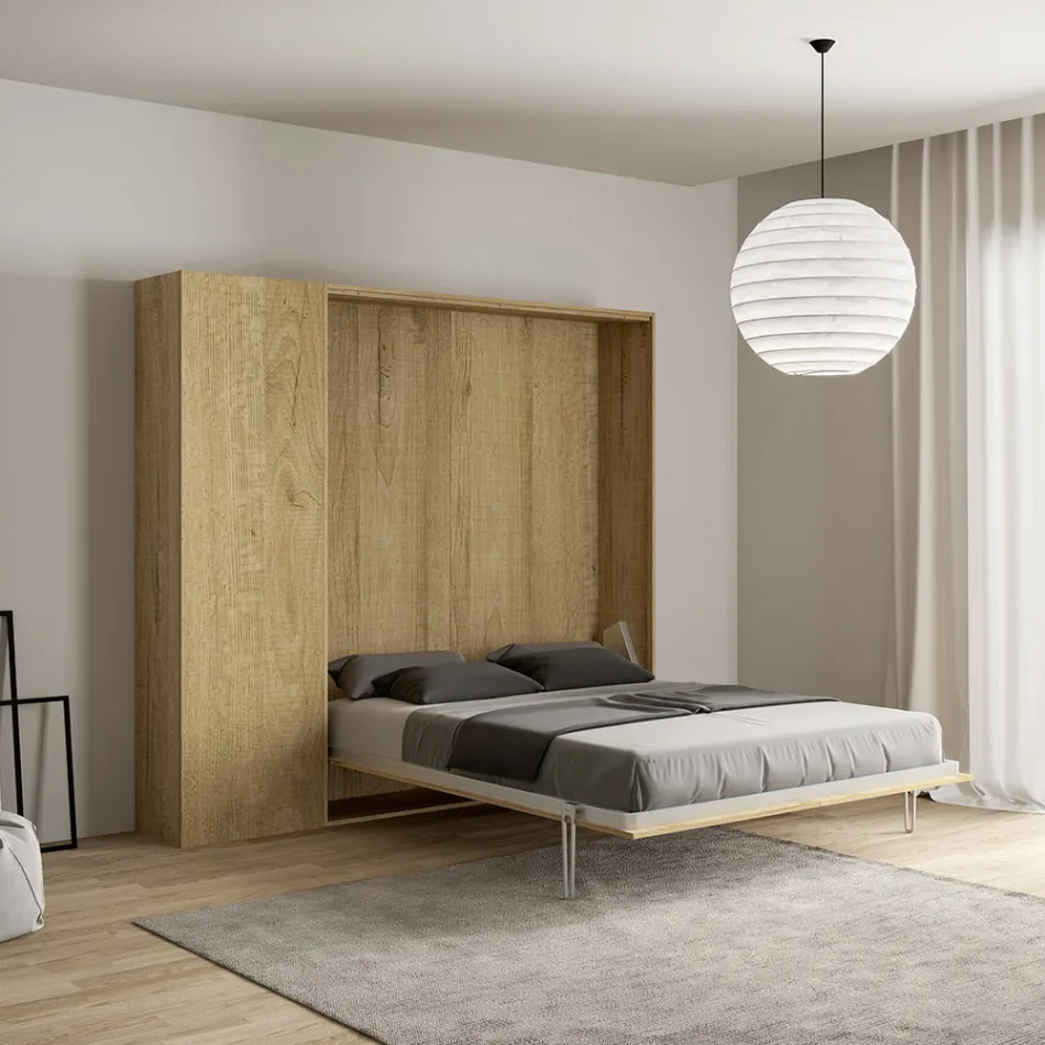 Cama doble plegable vertical con columna - Magicompare Viadurini