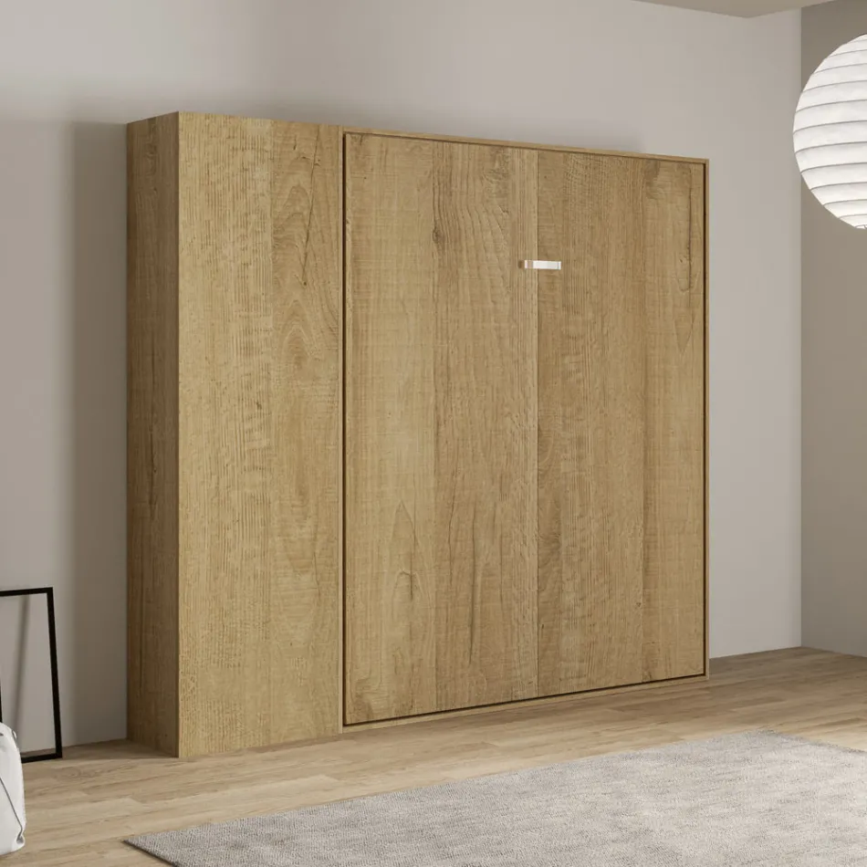 Cama doble plegable vertical con columna - Magicompare Viadurini