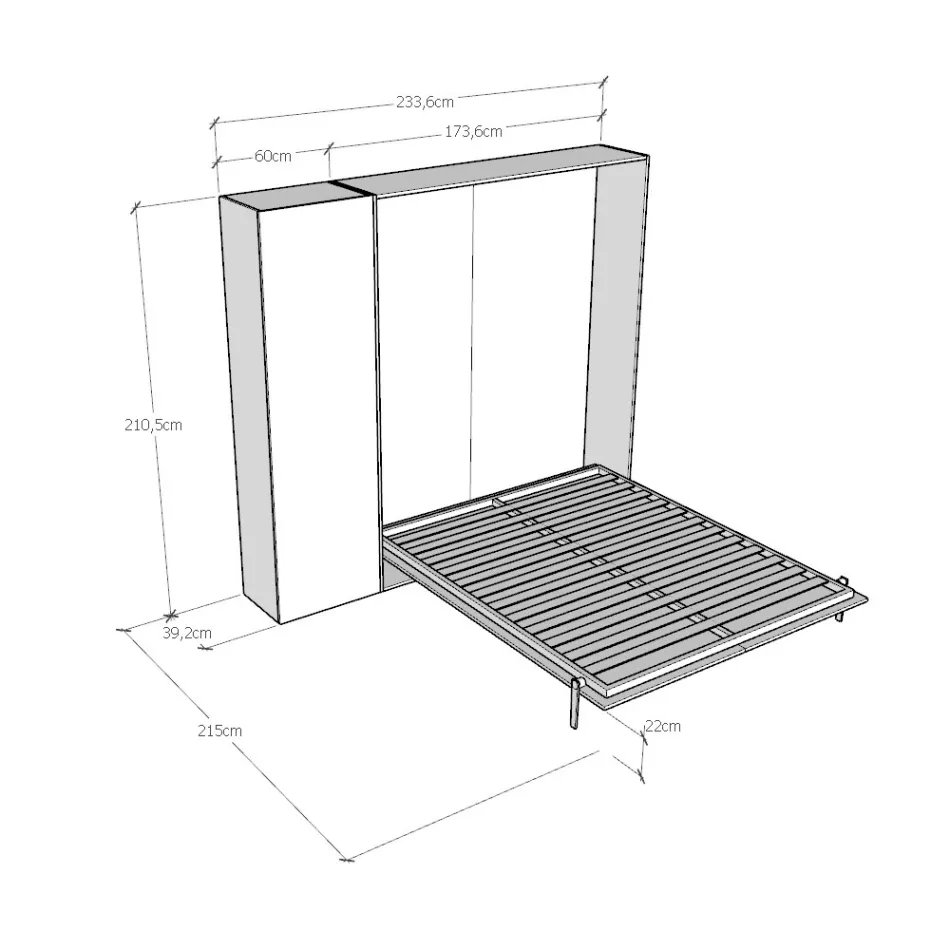Cama doble plegable vertical con columna - Magicompare Viadurini