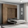 Cama doble plegable vertical con mueble de pared y columna - Magicompare