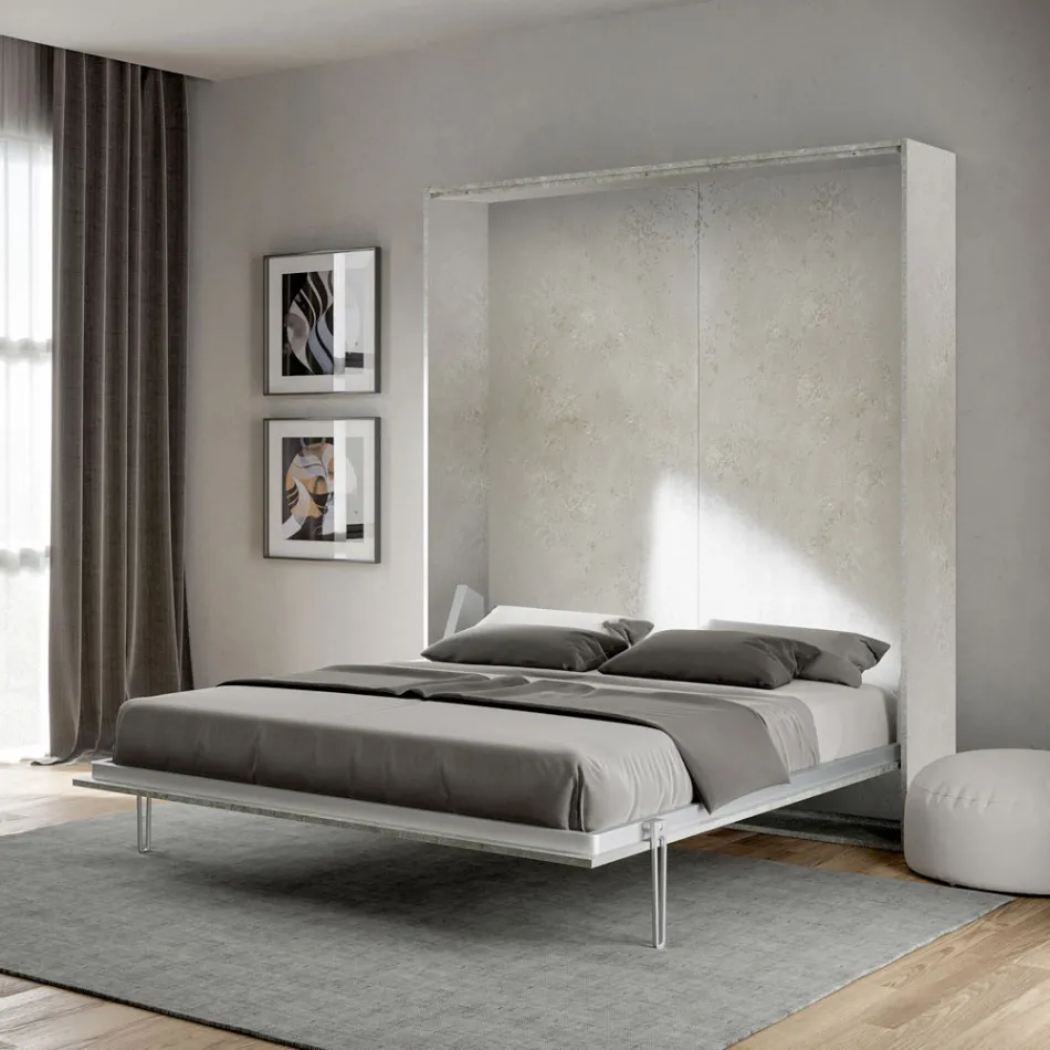 Cama doble plegable vertical en diferentes acabados - Magicompare Viadurini
