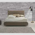 Cama doble clásica con cofre de tela o cuero ecológico Made in Italy – Líbano Viadurini