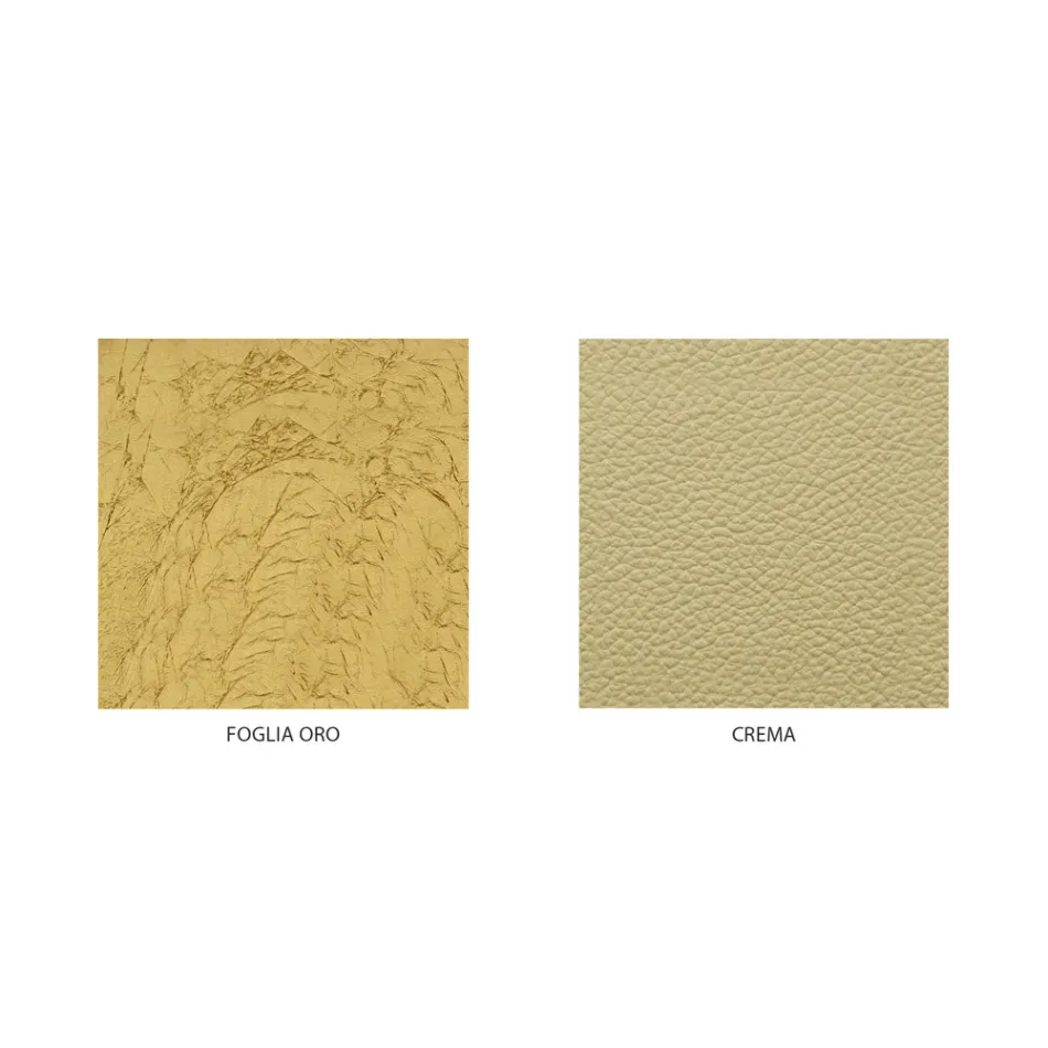 Cama doble clásica y suntuosa en hierro y cuero Made in Italy - Laki Viadurini