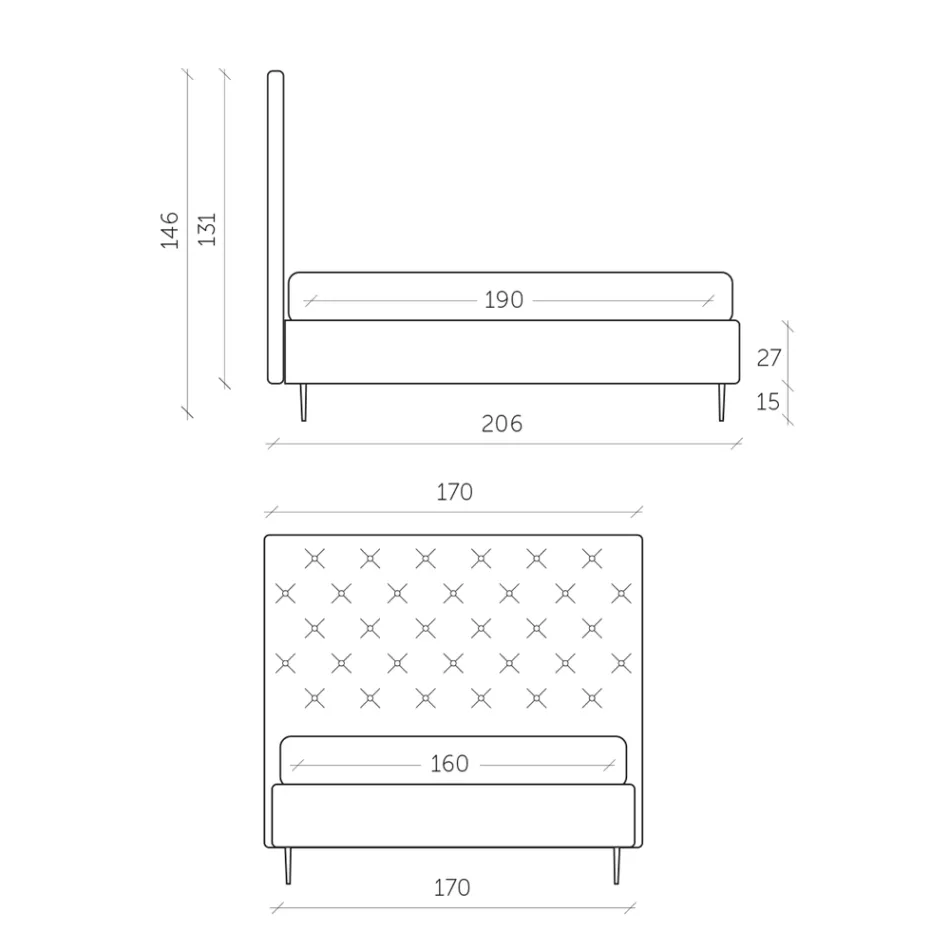 Cama doble con caja de almacenamiento y base 160x190 Made in Italy - Sallie Viadurini