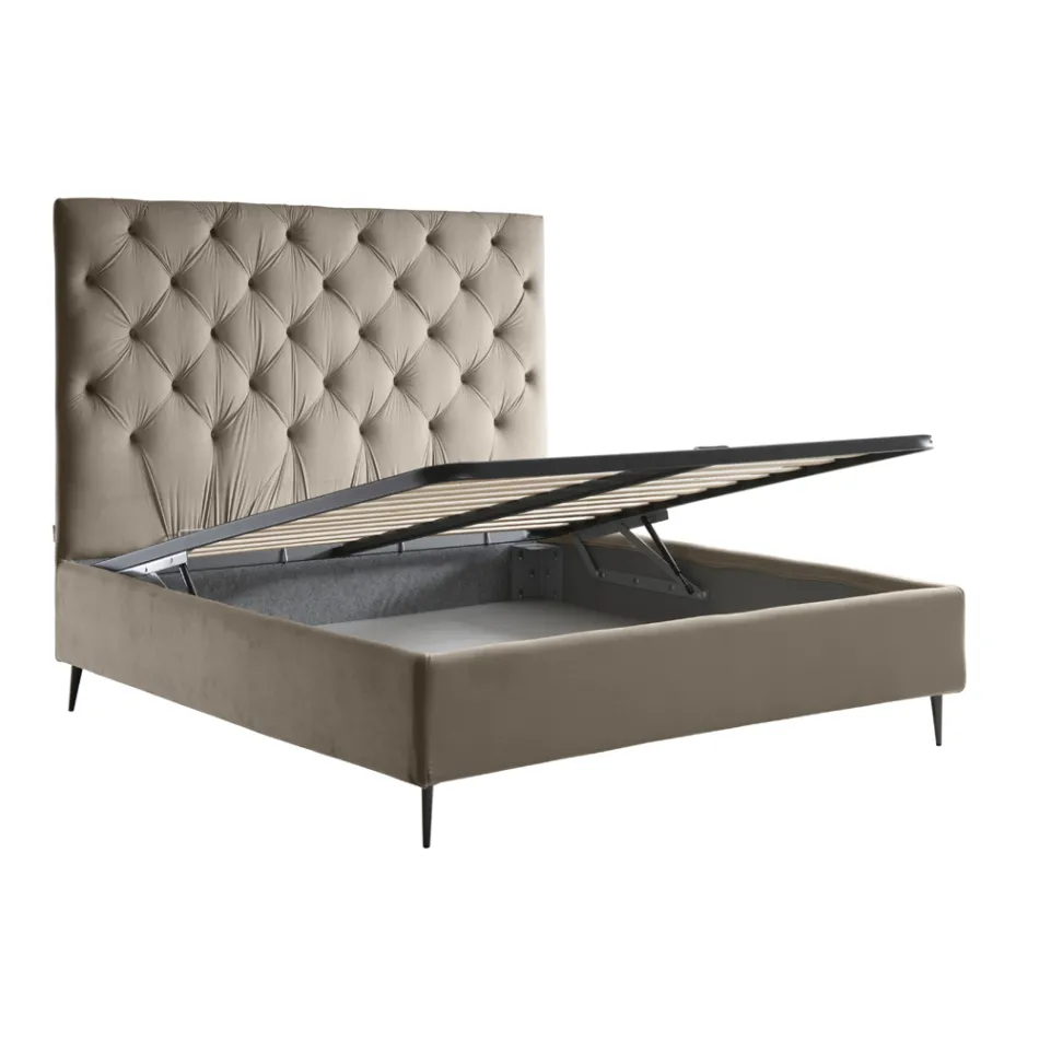 Cama doble con caja de almacenamiento y base 160x190 Made in Italy - Sallie Viadurini