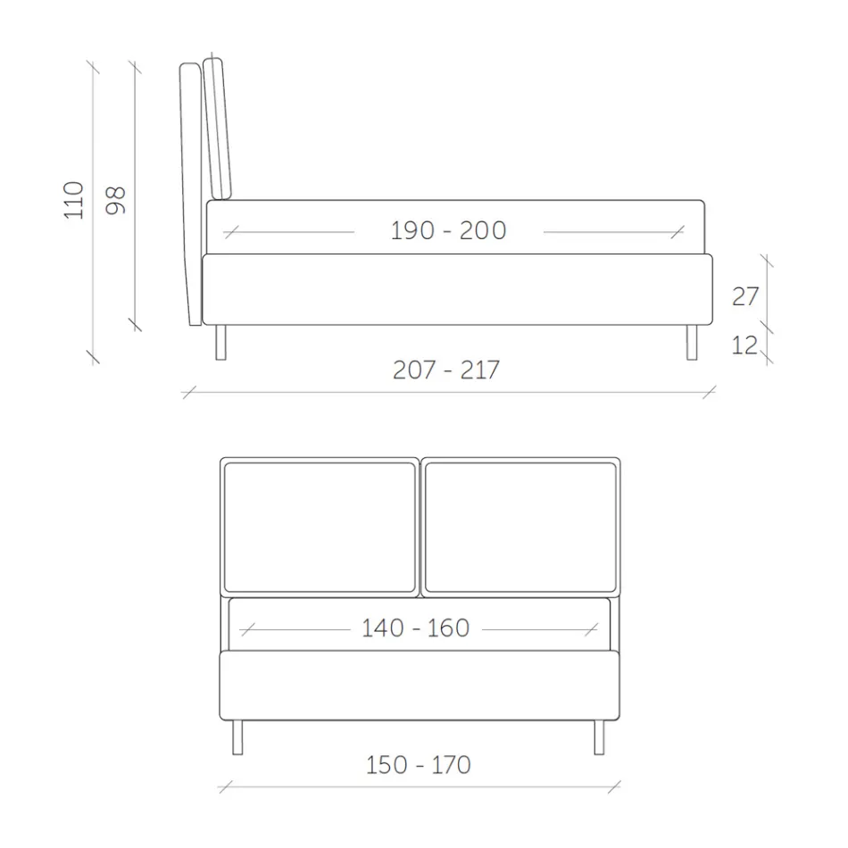 Cama doble con caja de almacenamiento Made in Italy - Ernesta Viadurini