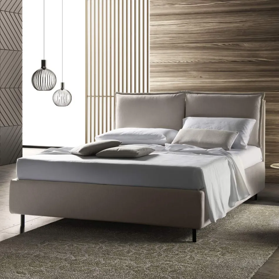Cama doble con caja de almacenamiento Made in Italy - Ernesta Viadurini