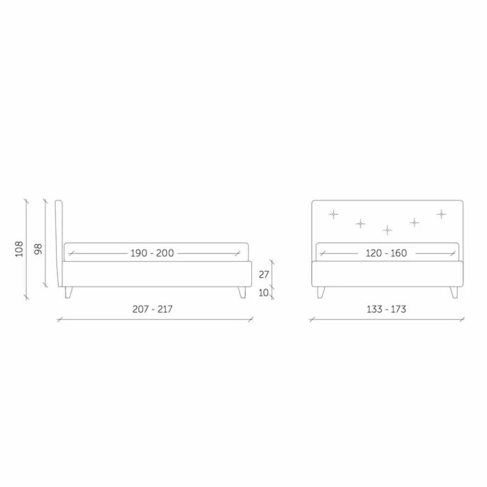 Cama doble con contenedor acolchado de imitación de cuero Made in Italy - Máscara Viadurini