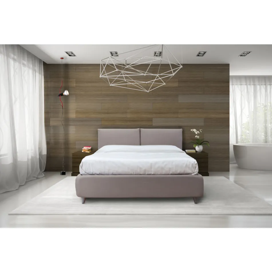 Cama doble con almacenaje opcional y pies Made in Italy - Birba Viadurini