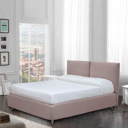 Cama doble con almacenaje opcional y pies Made in Italy - Birba Viadurini