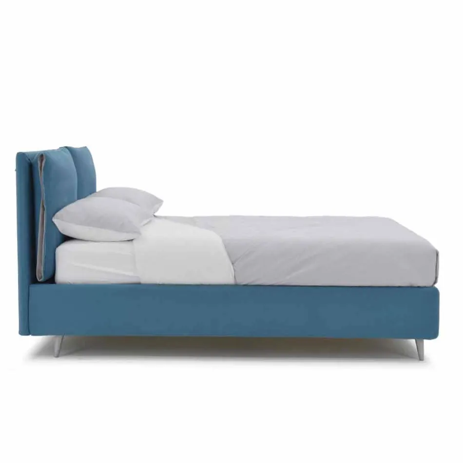 Cama doble con contenedor forrado en tela Made in Italy - Renato Viadurini