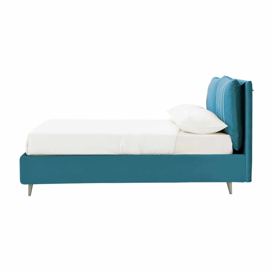 Cama doble con contenedor forrado en tela Made in Italy - Renato Viadurini