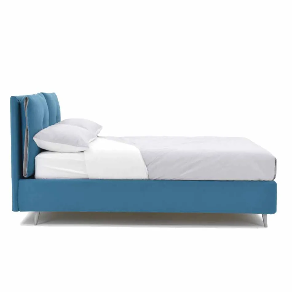 Cama doble con contenedor forrado en tela Made in Italy - Renato Viadurini