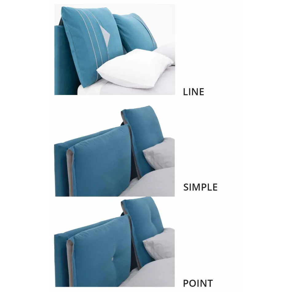 Cama doble con contenedor forrado en tela Made in Italy - Renato Viadurini