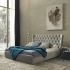 Cama doble con contenedor tapizado en tejido Selene Bolzan. Viadurini