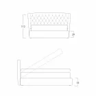 Cama doble con contenedor tapizado en tejido Selene Bolzan. Viadurini