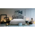 Cama doble con estructura de cama tapizada en diferentes acabados Made in Italy - Diseño Viadurini