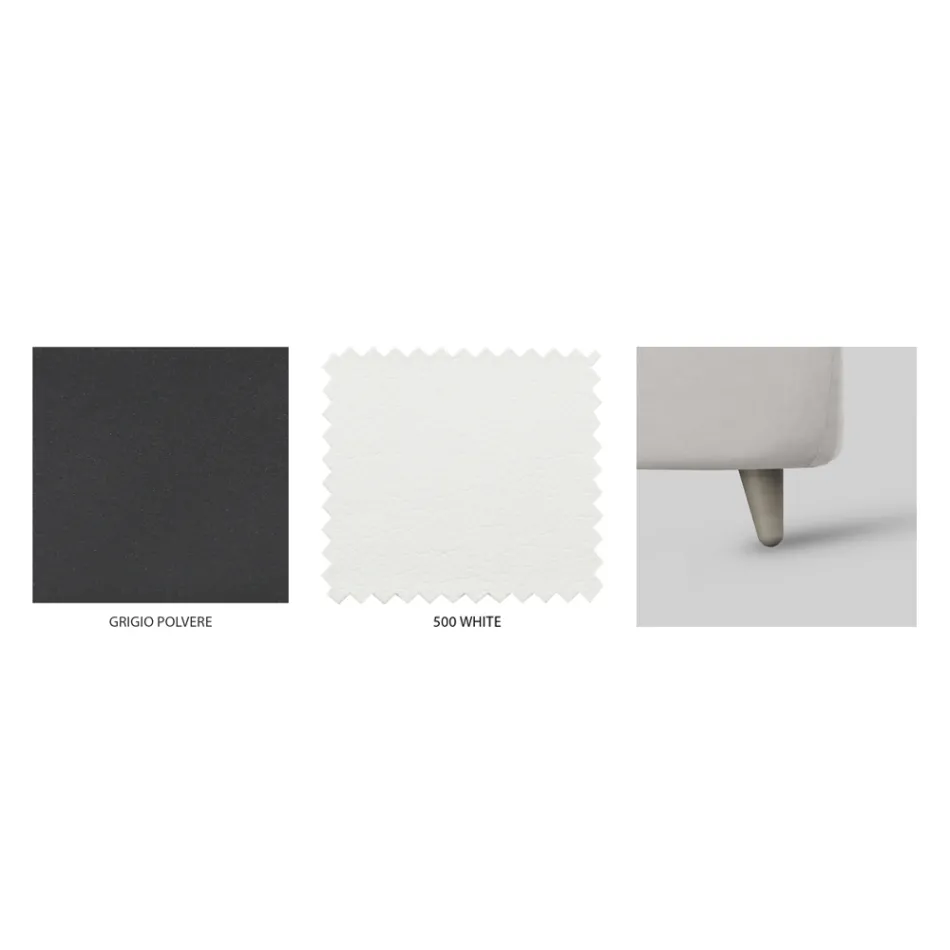 Cama doble con estructura de cama tapizada en diferentes acabados Made in Italy - Diseño Viadurini