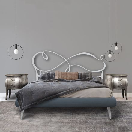 Cama doble con estructura de cama tapizada en diferentes acabados Made in Italy - Diseño Viadurini