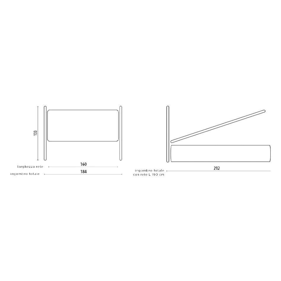 Cama doble con estructura de cama acolchada Made in Italy - Shadow Viadurini